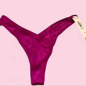 Victoria's Secret Shiny Hot Pink Thong Bikini Bottom